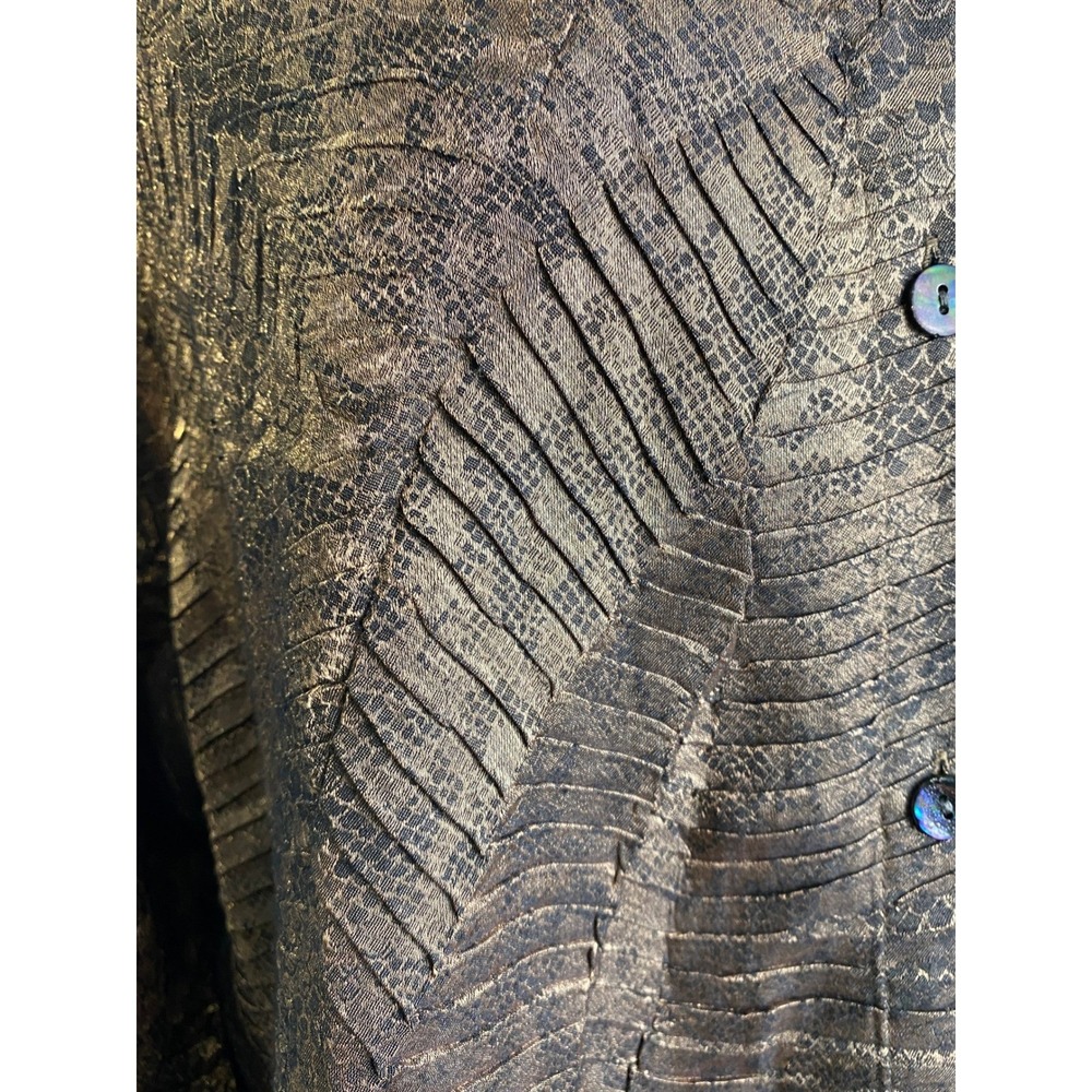 Chico's Metallic Bronze Snake Leaf Print Button Jacket Top Size 3 (L/XL) - Picture 16 of 16